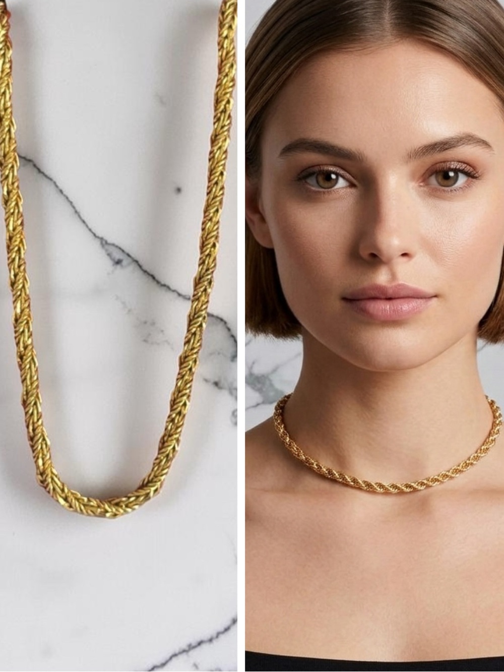 ⁠Vintage Christian Dior Germany Gold CD Rope Choker